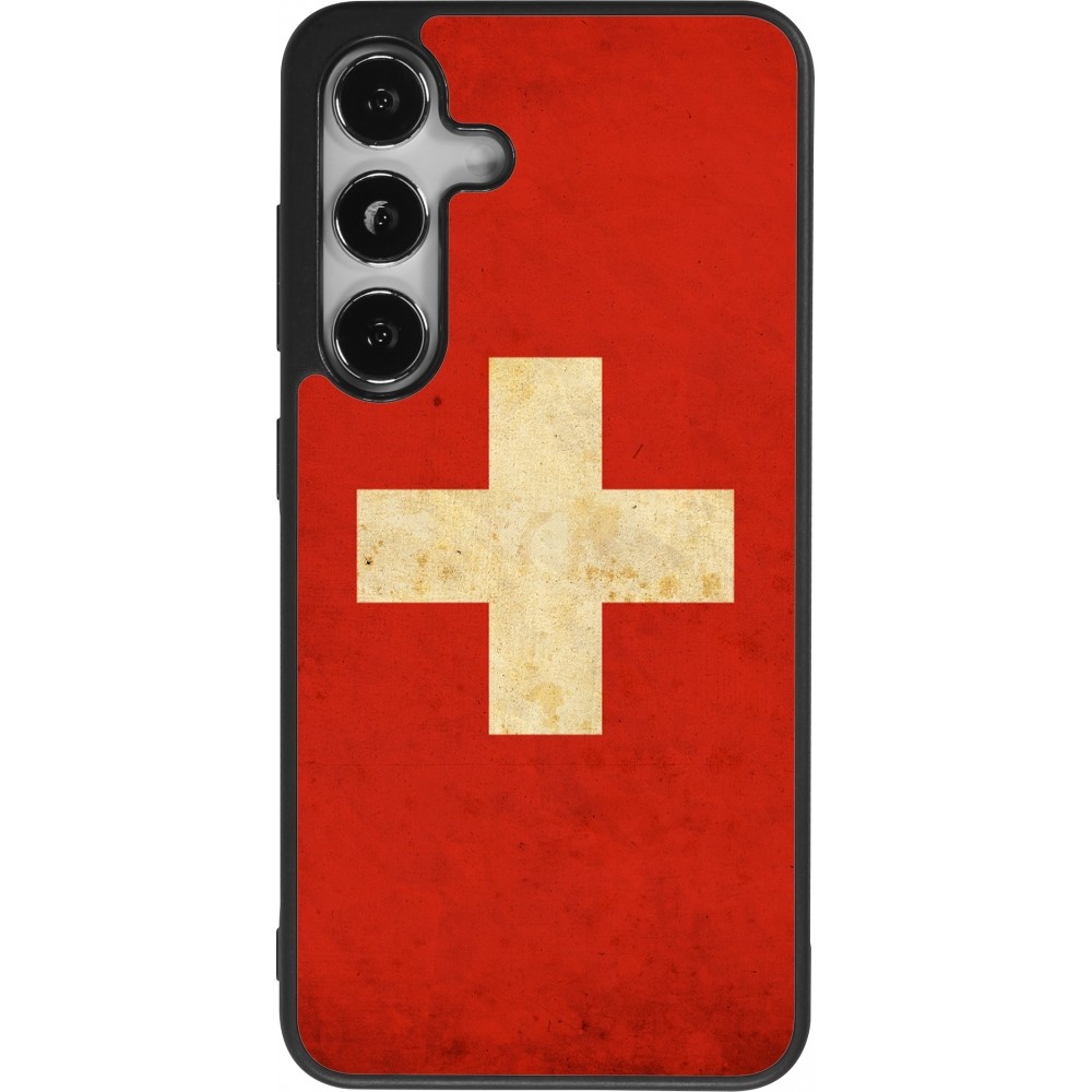 Samsung Galaxy S24 Case Hülle - Silikon schwarz Vintage Flag SWISS
