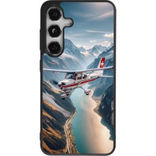 Coque Samsung Galaxy S24 - Silicone rigide noir Vol Alpin Suisse