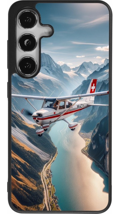 Samsung Galaxy S24 Case Hülle - Silikon schwarz Schweizer Alpenflug