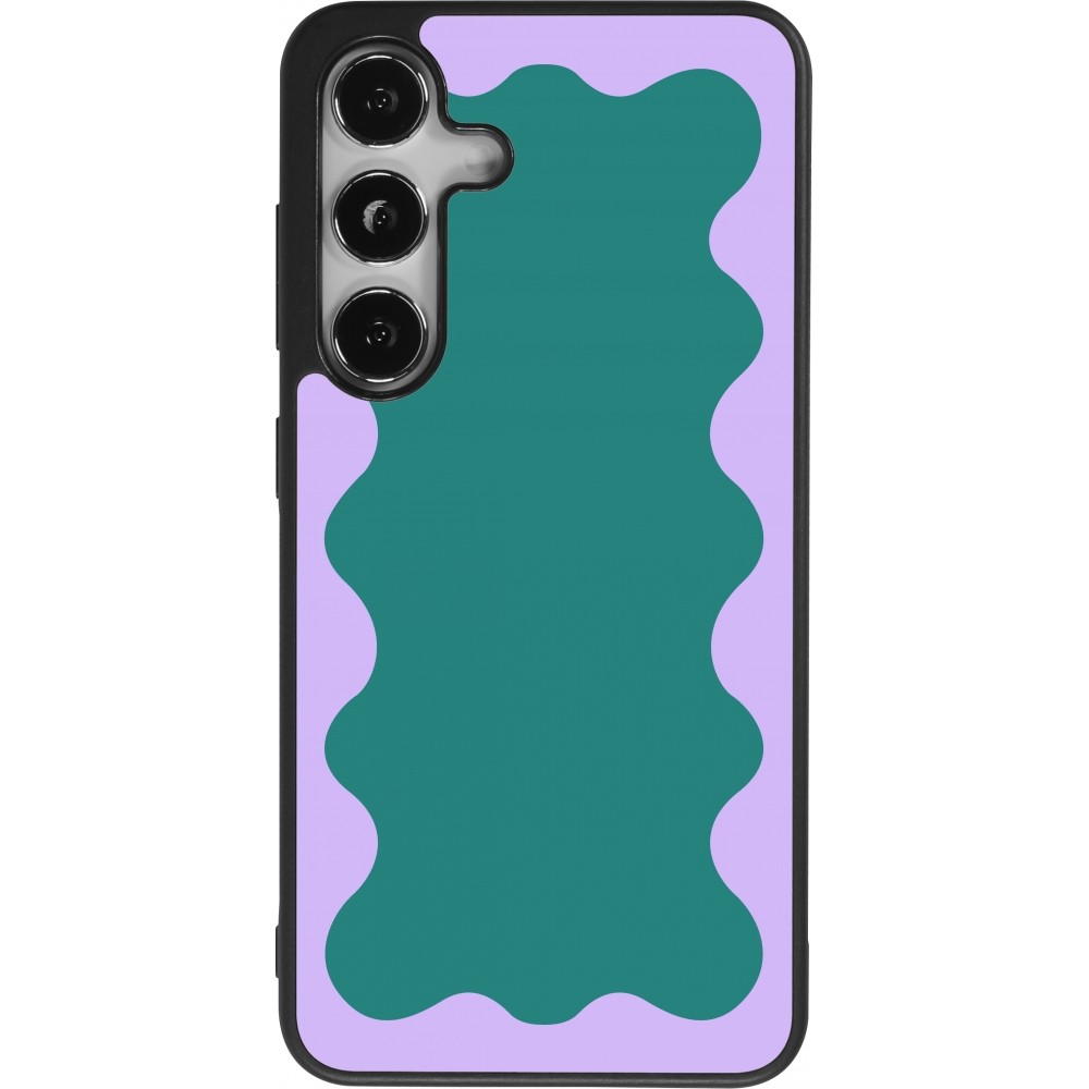 Samsung Galaxy S24 Case Hülle - Silikon schwarz Wavy Rectangle Green Purple