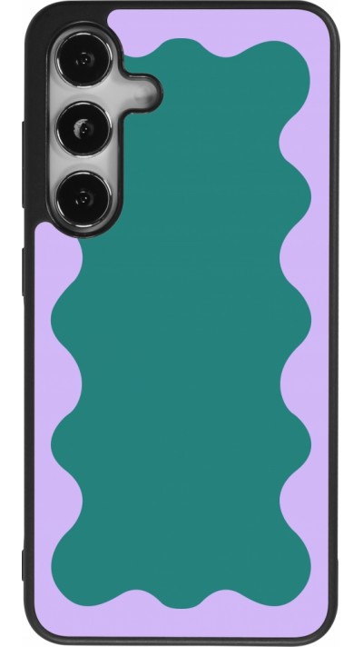 Coque Samsung Galaxy S24 - Silicone rigide noir Wavy Rectangle Green Purple
