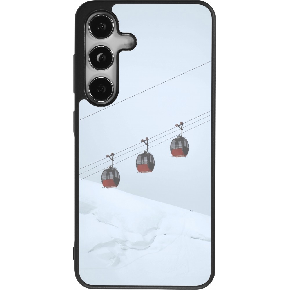 Coque Samsung Galaxy S24 - Silicone rigide noir Winter 22 ski lift