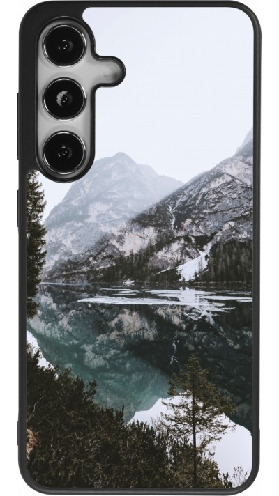 Coque Samsung Galaxy S24 - Silicone rigide noir Winter 22 snowy mountain and lake