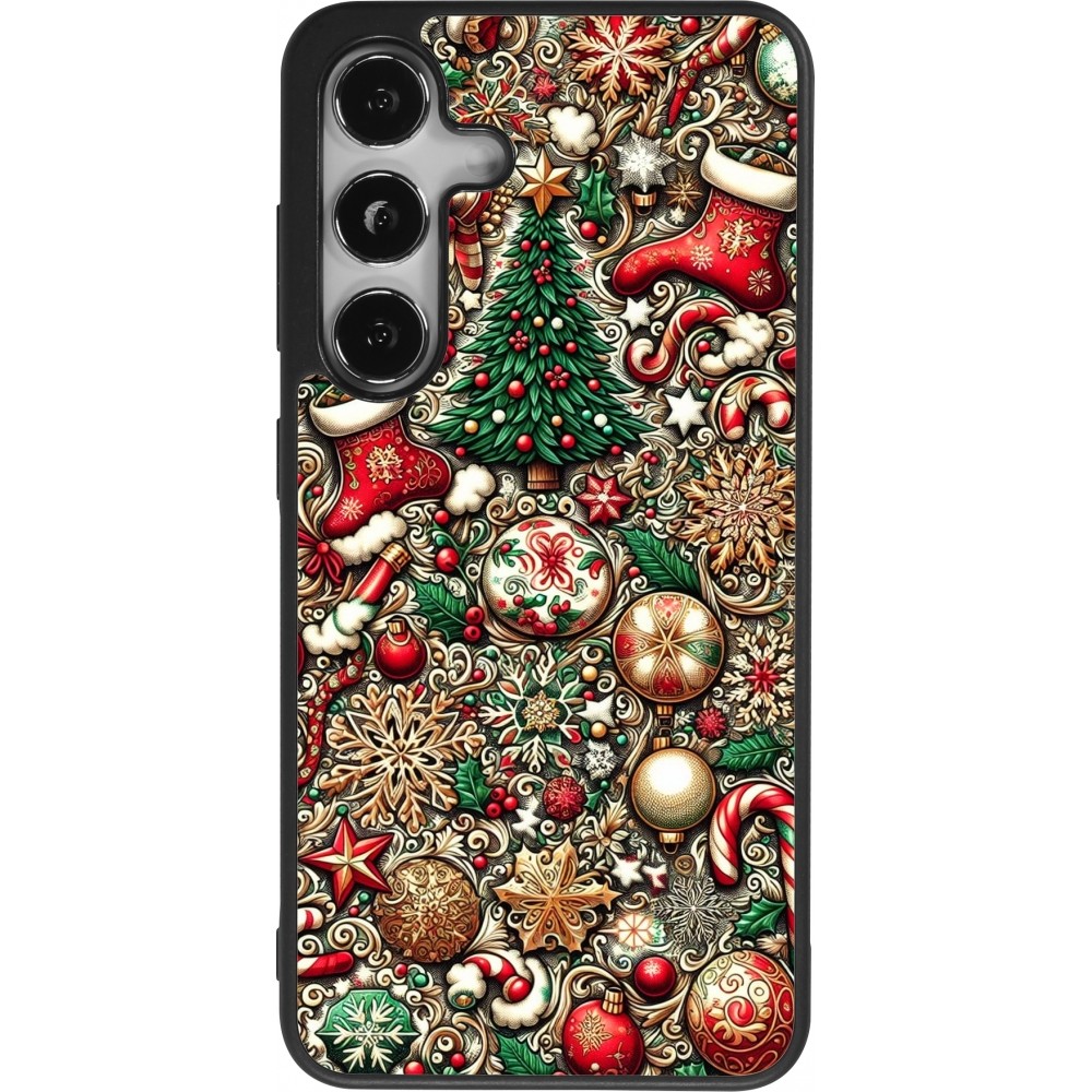Samsung Galaxy S24 Case Hülle - Silikon schwarz Weihnachten 2023 Mikromuster