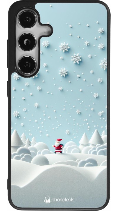 Coque Samsung Galaxy S24 - Silicone rigide noir Noël 2023 Petit Père Flocon