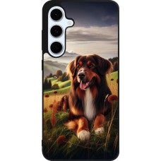 Coque Samsung Galaxy S24 FE - Silicone rigide noir Chien Campagne Suisse