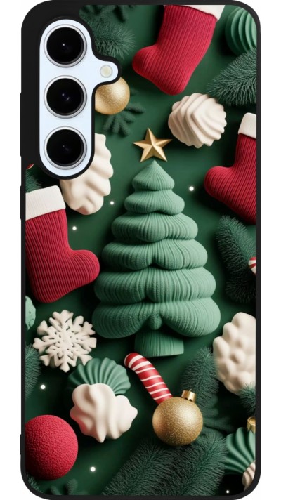 Coque Samsung Galaxy S24 FE - Silicone rigide noir Christmas 25 Christmas textiles