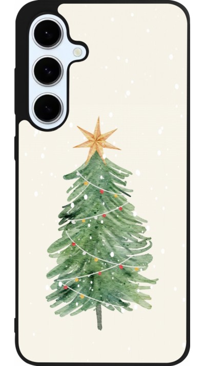 Coque Samsung Galaxy S24 FE - Silicone rigide noir Christmas 25 Sketch Tree