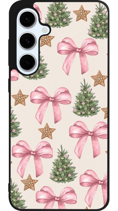 Coque Samsung Galaxy S24 FE - Silicone rigide noir Christmas 25 Vintage Ribbons