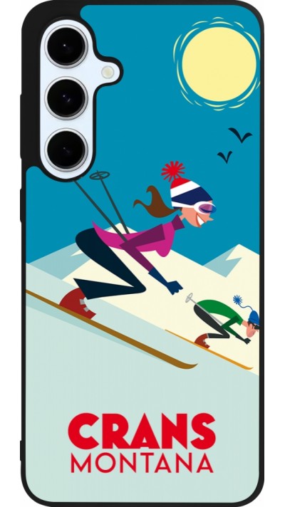 Coque Samsung Galaxy S24 FE - Silicone rigide noir Crans-Montana Ski Downhill
