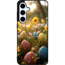 Coque Samsung Galaxy S24 FE - Silicone rigide noir Easter 2026 Decorated eggs