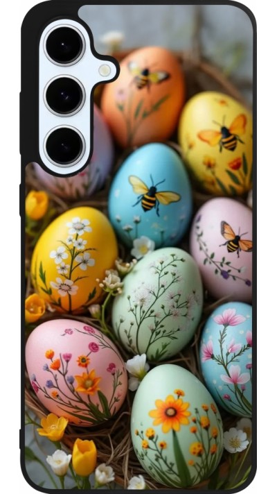 Coque Samsung Galaxy S24 FE - Silicone rigide noir Easter 2026 Eggs with bees