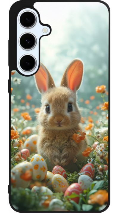 Coque Samsung Galaxy S24 FE - Silicone rigide noir Easter 2026 Rabbit in the garden