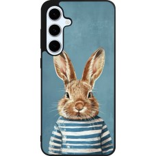 Coque Samsung Galaxy S24 FE - Silicone rigide noir Easter 2026 Rabbit navy