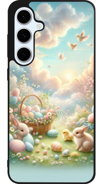 Coque Samsung Galaxy S24 FE - Silicone rigide noir Easter 2025 Pastel Pâques
