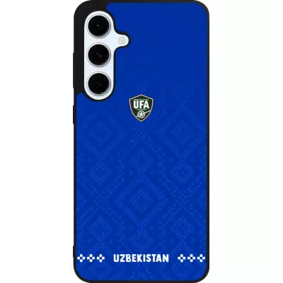 Coque Samsung Galaxy S24 FE - Silicone rigide noir Maillot de football Ouzbékistan 2026 personnalisable