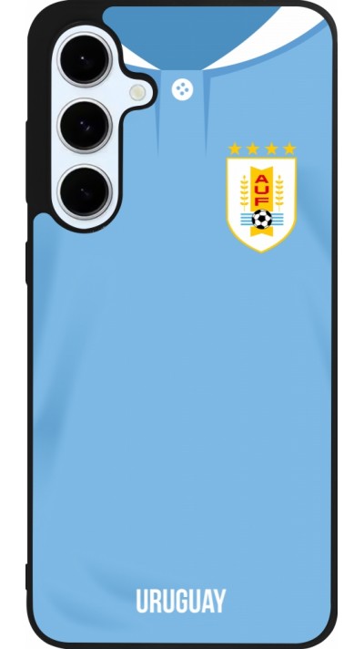 Coque Samsung Galaxy S24 FE - Silicone rigide noir Maillot de football Uruguay 2022 personnalisable