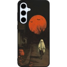 Coque Samsung Galaxy S24 FE - Silicone rigide noir Halloween 2025 Ghost on a bicycle