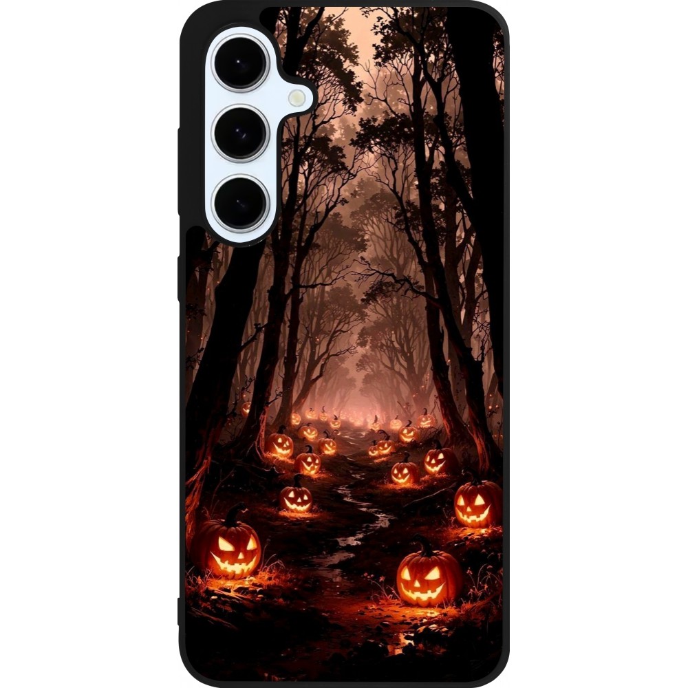Coque Samsung Galaxy S24 FE - Silicone rigide noir Halloween 2025 Road of Terrifying Pumpkins