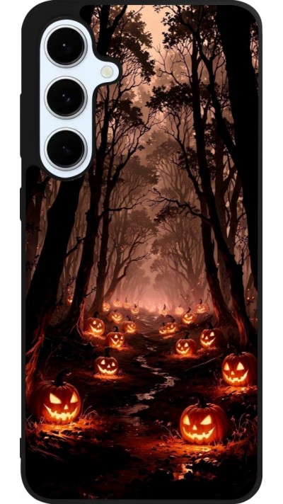 Coque Samsung Galaxy S24 FE - Silicone rigide noir Halloween 2025 Road of Terrifying Pumpkins