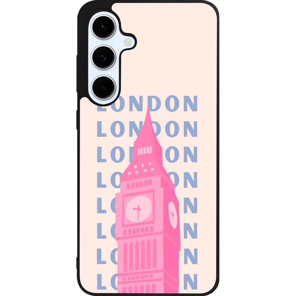 Coque Samsung Galaxy S24 FE - Silicone rigide noir London Pink Print