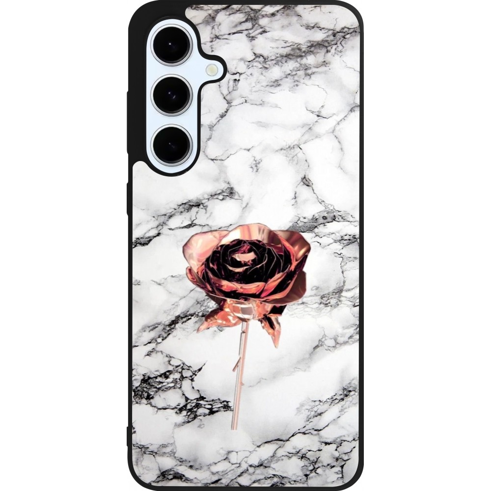 Samsung Galaxy S24 FE Case Hülle - Silikon schwarz Marble Rose Gold