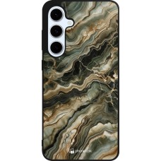 Coque Samsung Galaxy S24 FE - Silicone rigide noir Marbre Olive