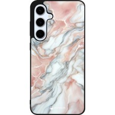 Coque Samsung Galaxy S24 FE - Silicone rigide noir Marbre Rose Lumineux