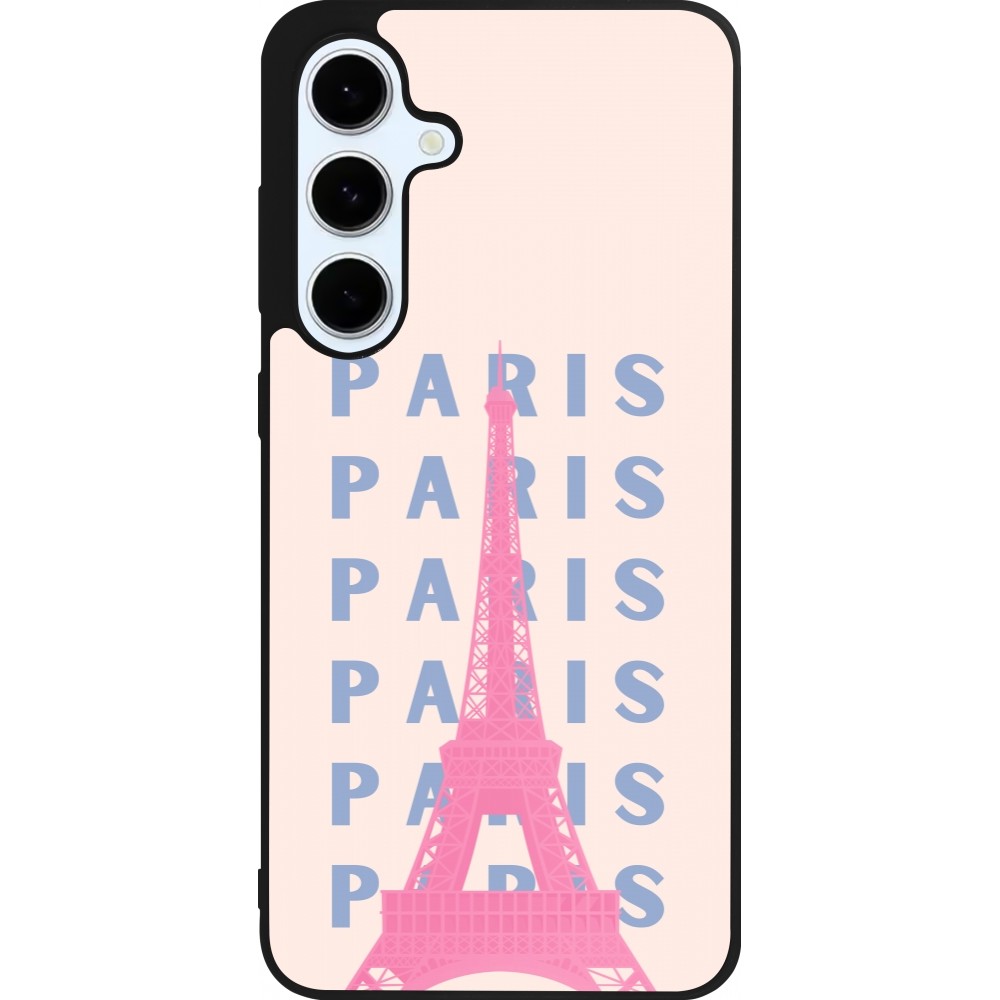 Coque Samsung Galaxy S24 FE - Silicone rigide noir Paris Pink Print