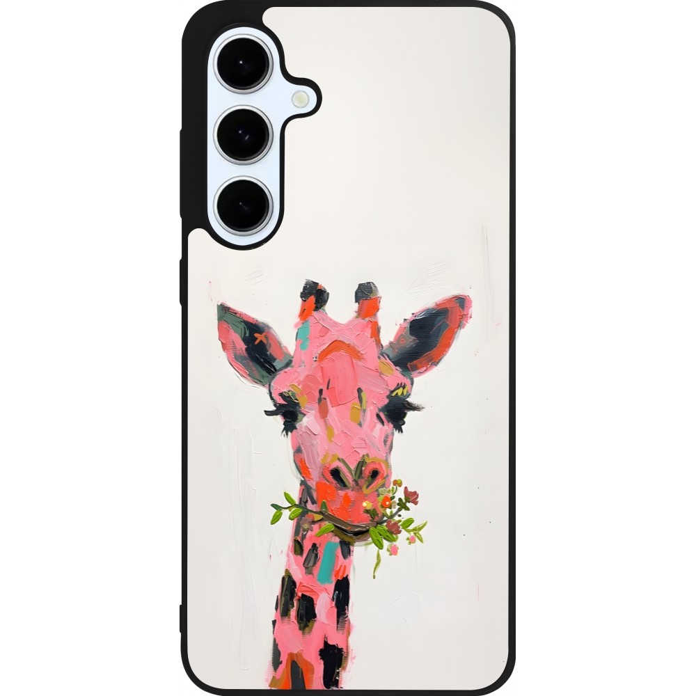 Samsung Galaxy S24 FE Case Hülle - Silikon schwarz Pink Girafe Paint