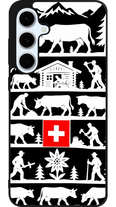 Coque Samsung Galaxy S24 FE - Silicone rigide noir Poya Suisse 1 noir