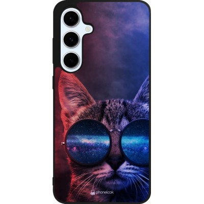 Samsung Galaxy S24 FE Case Hülle - Silikon schwarz Red Blue Cat Glasses