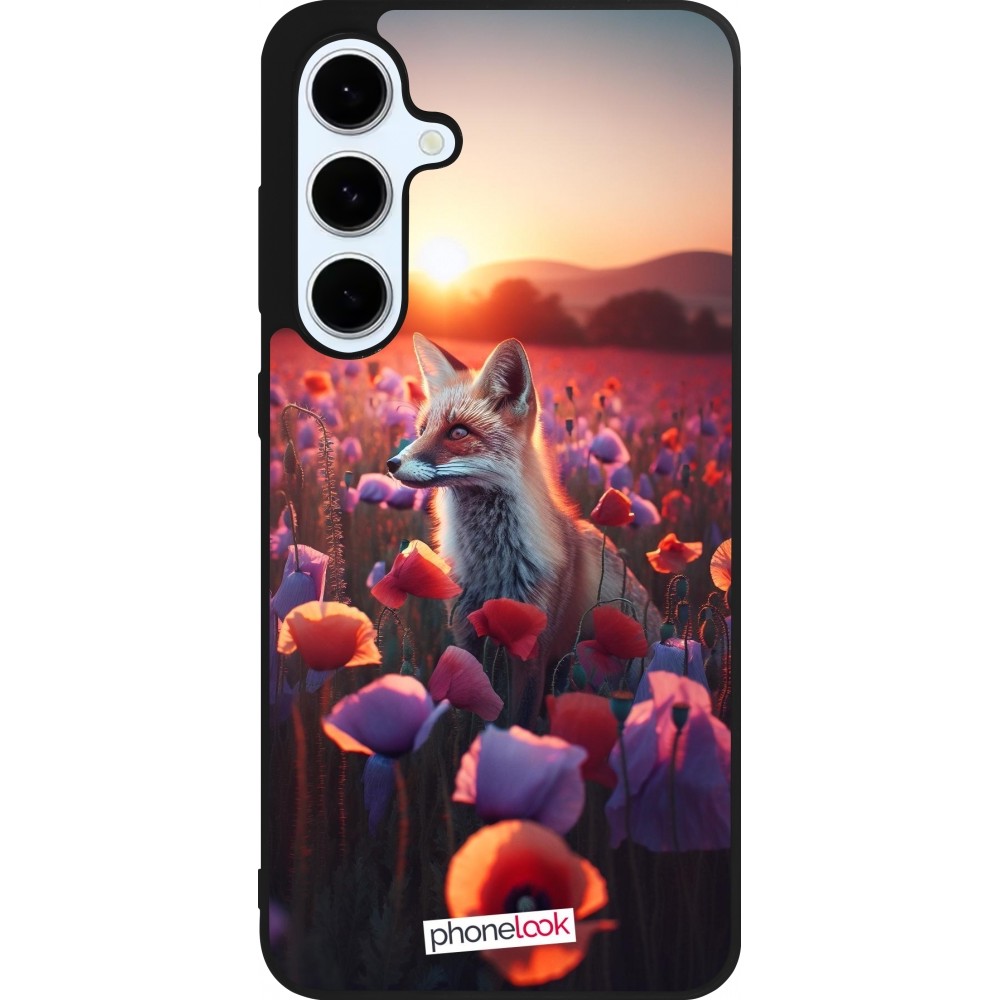 Coque Samsung Galaxy S24 FE - Silicone rigide noir Renard pourpre au crépuscule