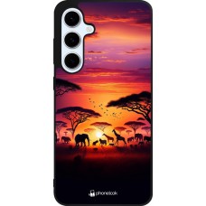 Coque Samsung Galaxy S24 FE - Silicone rigide noir Safari sunset wildlife