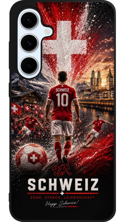 Samsung Galaxy S24 FE Case Hülle - Silikon schwarz Fussball Schweiz splash 2026