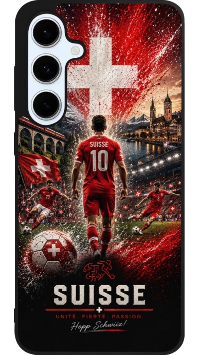 Samsung Galaxy S24 FE Case Hülle - Silikon schwarz Fussball Suisse splash 2026