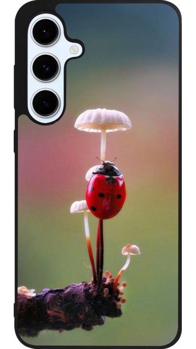 Samsung Galaxy S24 FE Case Hülle - Silikon schwarz Ladybird on a mushroom Spring 2026