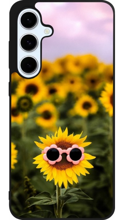 Samsung Galaxy S24 FE Case Hülle - Silikon schwarz Sunflower with glasses Spring 2026