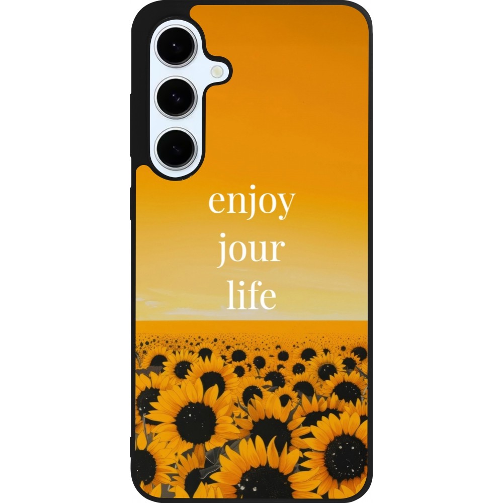 Coque Samsung Galaxy S24 FE - Silicone rigide noir Summer 2025 Enjoy your life