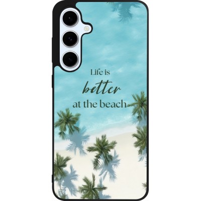 Coque Samsung Galaxy S24 FE - Silicone rigide noir Summer 2025 Life is better at the beach