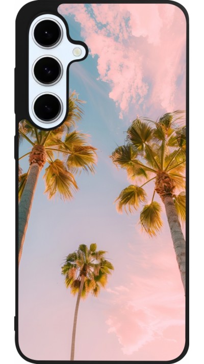 Coque Samsung Galaxy S24 FE - Silicone rigide noir Summer 2025 Palmiers