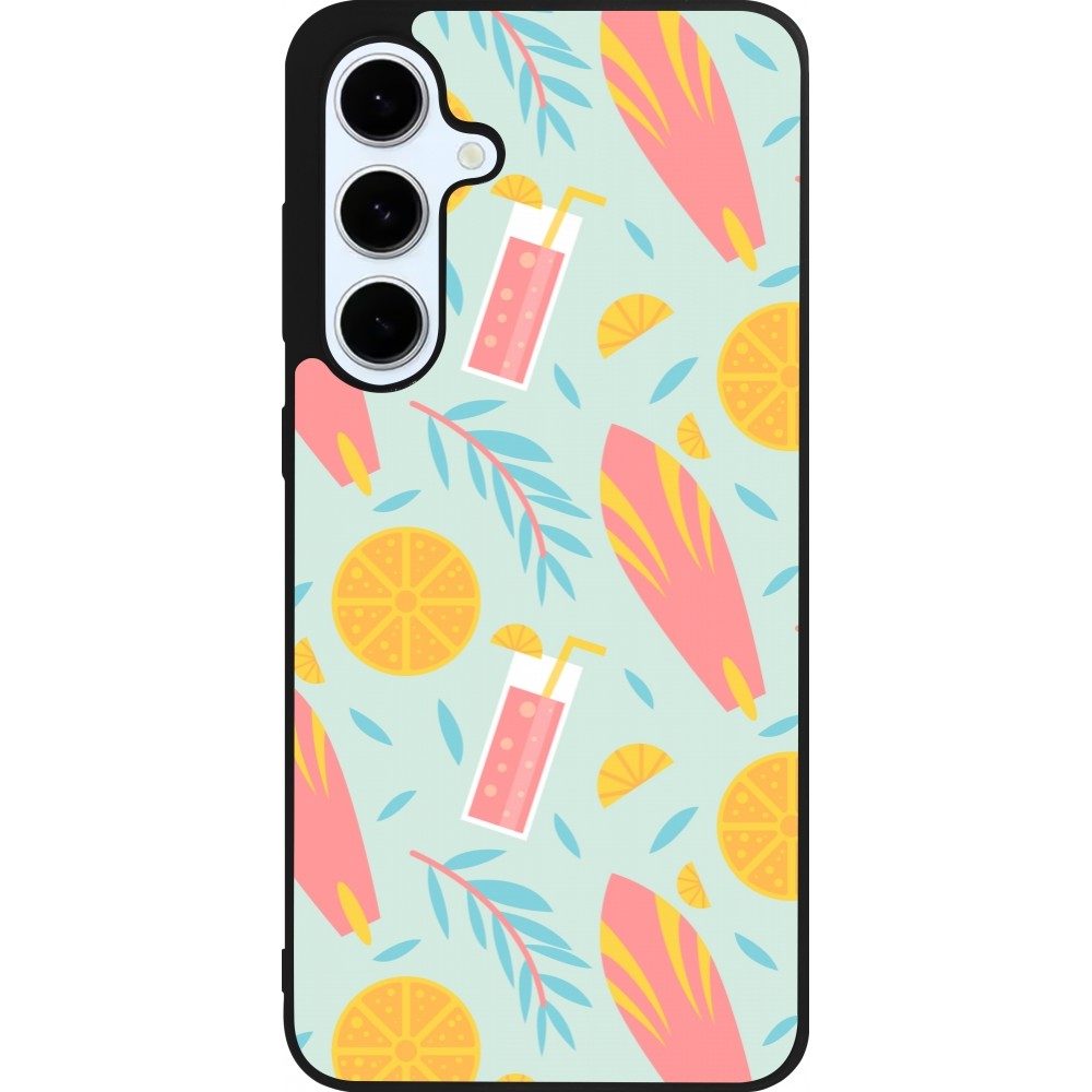 Samsung Galaxy S24 FE Case Hülle - Silikon schwarz Summer 2025 Pattern citron