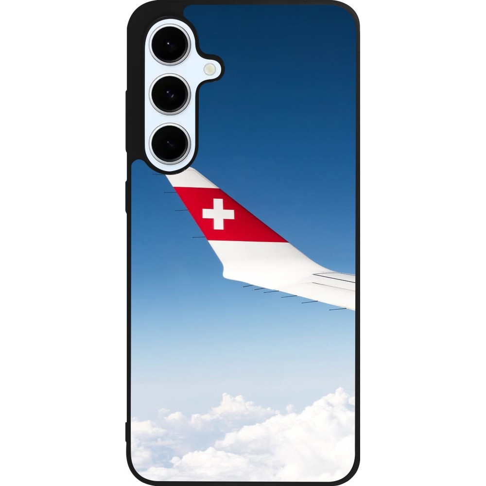 Samsung Galaxy S24 FE Case Hülle - Silikon schwarz  Schweizer Nationalfeiertag Sky Swiss Flag