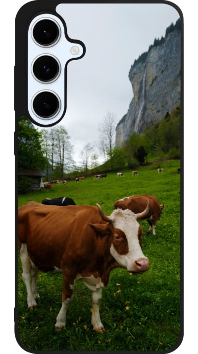 Samsung Galaxy S24 FE Case Hülle - Silikon schwarz  Nationalfeiertag Schweiz Kühe
