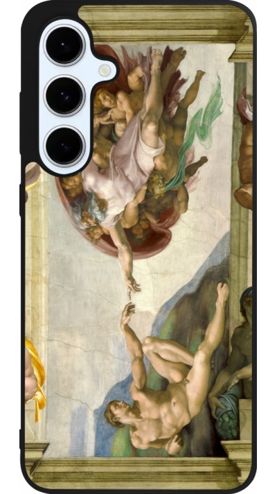 Coque Samsung Galaxy S24 FE - Silicone rigide noir Tableau art - La Création d’Adam - Michel-Ange