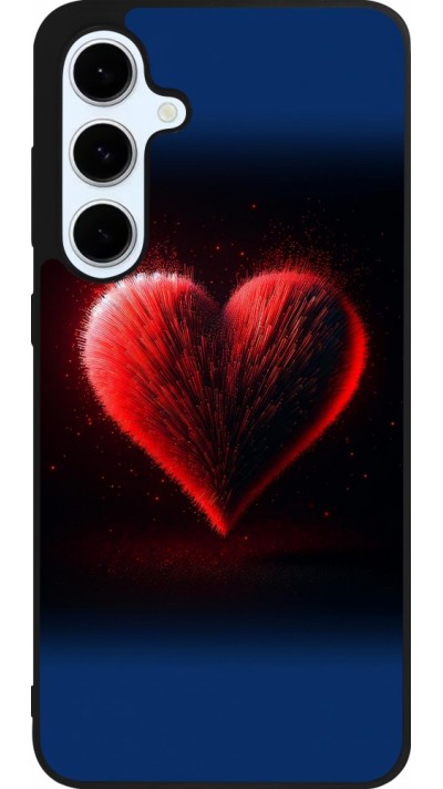 Coque Samsung Galaxy S24 FE - Silicone rigide noir Valentine 2025 coeur rouge