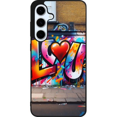 Coque Samsung Galaxy S24 FE - Silicone rigide noir Valentine 2025 Love U Tag