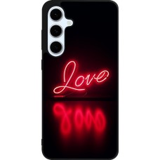 Coque Samsung Galaxy S24 FE - Silicone rigide noir Valentine 2025 Neon Love
