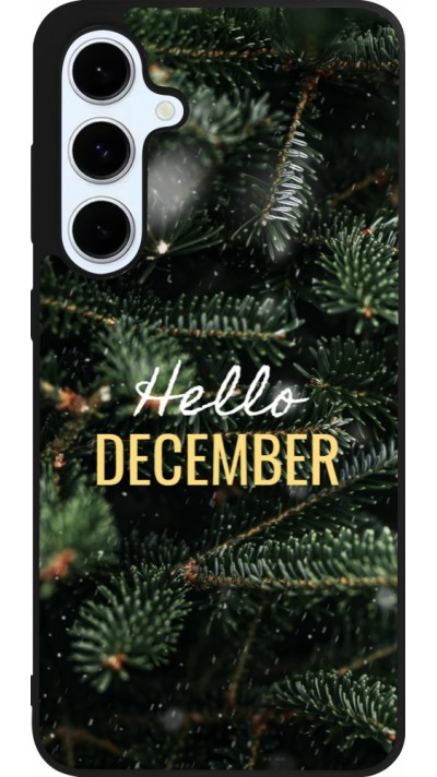 Coque Samsung Galaxy S24 FE - Silicone rigide noir Winter 25 Winter hello december