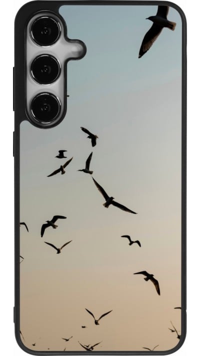 Coque Samsung Galaxy S24+ - Silicone rigide noir Autumn 22 flying birds shadow
